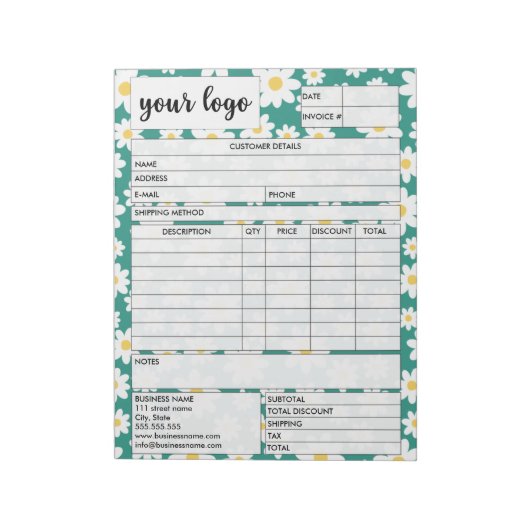 Eingang des Formulars für den geschäftlichen Verka Notizblock (Rotiert)