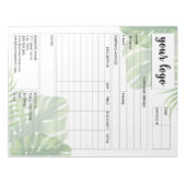 Eingang des Formulars für den geschäftlichen Verka Notizblock (Vorderseite)