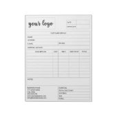 Eingang des Formulars für den geschäftlichen Verka Notizblock (Rotiert)