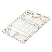 Eingang des Formulars für den geschäftlichen Verka Notizblock (angewinkelt)