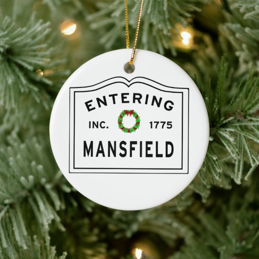 Eingang Massachusetts Stadt Mansfield Keramik Ornament (Baum)