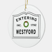 Eingang Massachusetts Stadt Westford Keramik Ornament (Links)