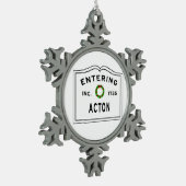 Eingang Massachusetts Town Acton Schneeflocken Zinn-Ornament (Links)