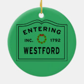 Eingang Massachusetts Town Westford Keramik Ornam Keramik Ornament (Hinten)