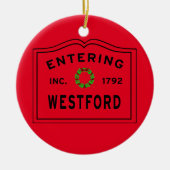 Eingang Massachusetts Town Westford Keramik Ornam Ornament (Vorne)