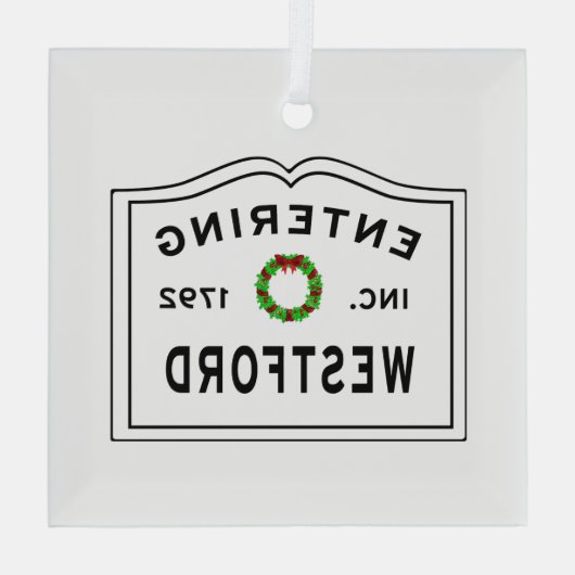 Eingang Massachusetts Town Westford MA Ornament Aus Glas (Rückseite)