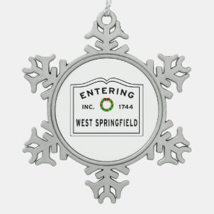 Eingang Massachusetts West Springfield Schneeflocken Zinn-Ornament