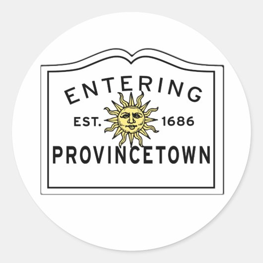 Eingang Provincetown Summer Sun Sign Classic Runder Aufkleber (Vorderseite)