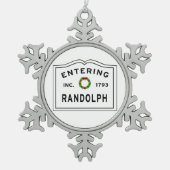 Eingang Randolph MA Snowflake Gerahmte Ornament (Vorderseite)