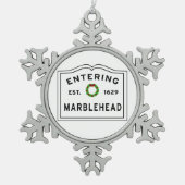 Eingang Stadt Massachusetts Marblehead Schneeflocken Zinn-Ornament (Vorderseite)