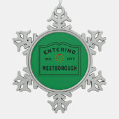 Eingang Stadt Massachusetts Westborough Schneeflocken Zinn-Ornament (Vorderseite)