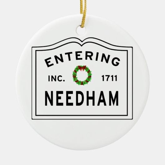 Eingang von Needham Massachusetts Keramik Ornament (Vorne)