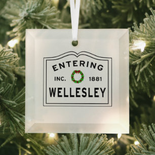 Eingang Wellesley Massachusetts Ornament Aus Glas