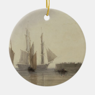 Eingang zu Calais-Hafen, 1829 (w/c, Stift u. Keramikornament