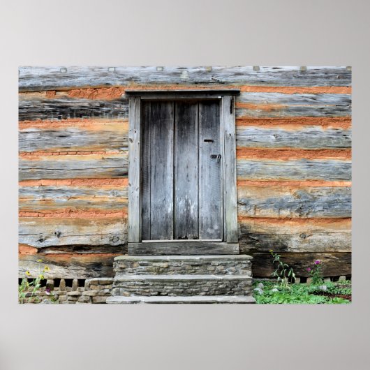 Eingang zu einer alten Holztür Poster (Vorne)