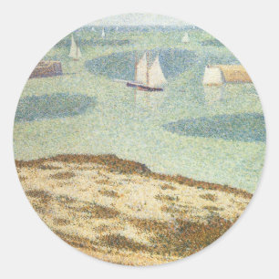 Eingang zum Hafen von Georges Seurat, Vintage Kuns Runder Aufkleber