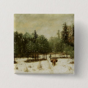 Eingang zum Wald im Winter Button