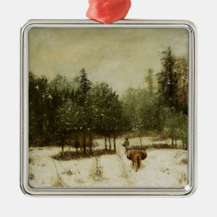 Eingang zum Wald im Winter Silbernes Ornament