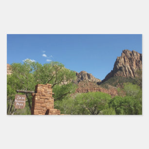 Eingang zum Zion National Park in Utah Rechteckiger Aufkleber
