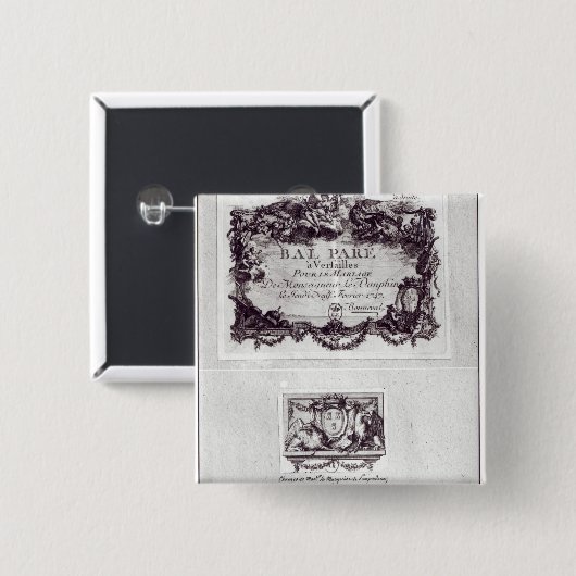 Eingangskarte für den Ball in Versailles Button (Vorne & Hinten)