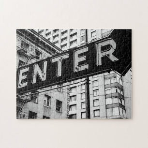 Eingangsschild Typografisches Bild Wort Text Kunst Puzzle