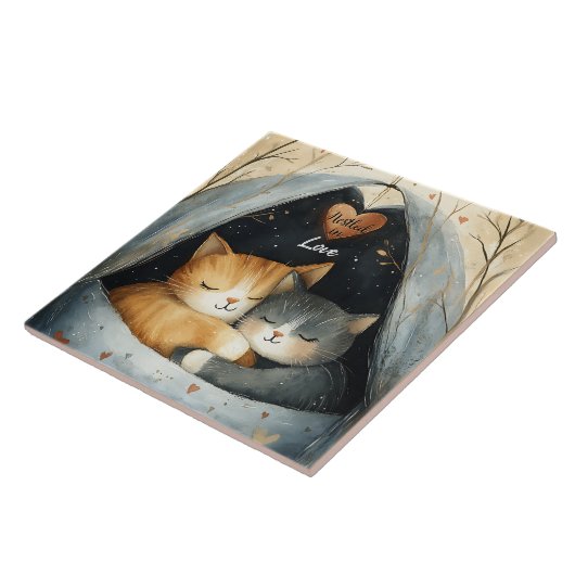 Eingebettet in die Liebe Kitty Cat Cuddles Illustr Fliese (Seite)