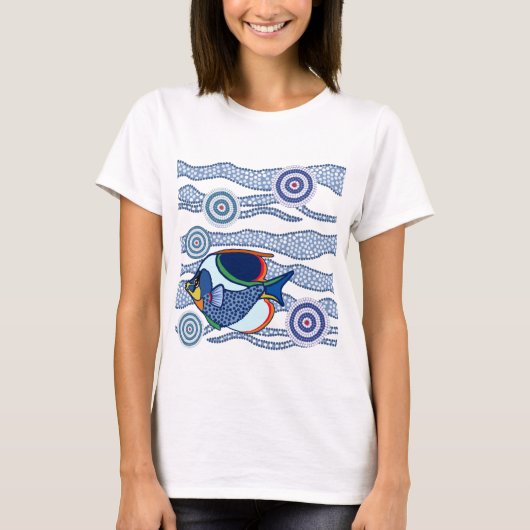 Eingeborene Punkt-Kunst Fish-01 T-Shirt (Vorderseite)