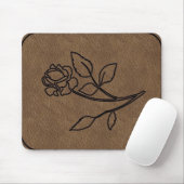 EINGEBRANNTES ROSEN-LEDER MousePad (Mit Mouse)
