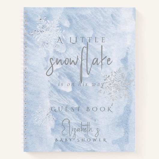 Eingebuch für Baby-Party Frozen Snowflake Blue Notizblock (Vorderseite)