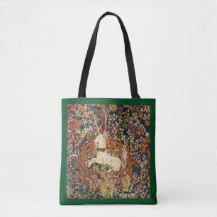 Eingefangenes Einhorn mittelalterlicher Teppich Tasche