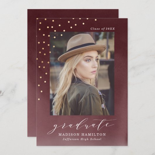 eingefärbt | Einladung der Foto Graduation Party (Vorne/Hinten)