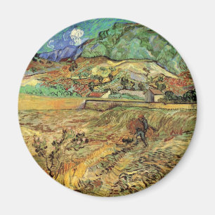 Eingefeldetes Weizenfeld mit Bauer von Vincent van Magnet