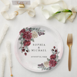 Eingefrorene Rosen Winterhochzeit Pappteller