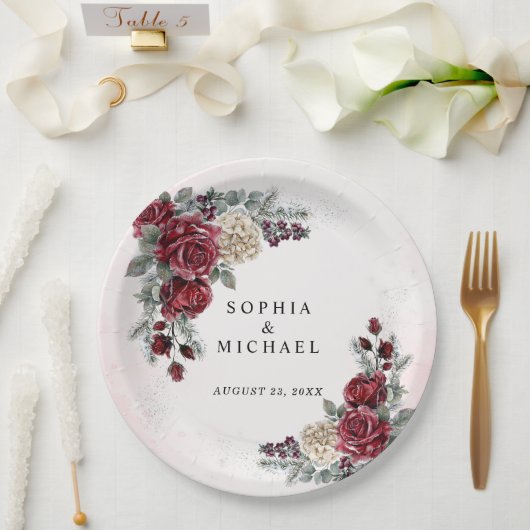 Eingefrorene Rosen Winterhochzeit Pappteller (Hochzeit)
