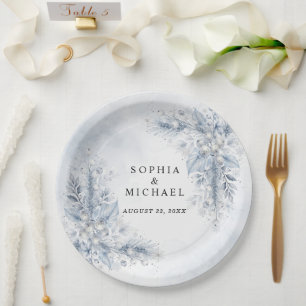 Eingefrorene Weiße Beeren Winterhochzeit Pappteller