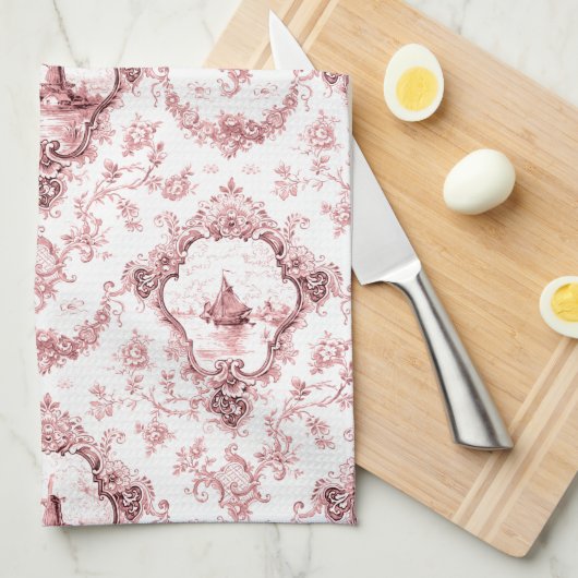 Eingegrabter Florentiner mit Windmühle und Boote-R Geschirrtuch (Viertel Falte)