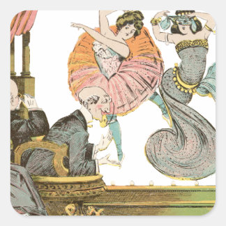 Eingehen in die Sehenswürdigkeiten. Quadratischer Aufkleber