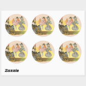 Eingehen in die Sehenswürdigkeiten. Runder Aufkleber (Blatt)