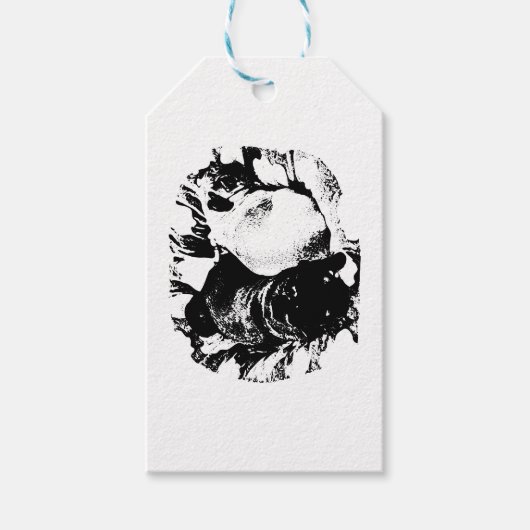 Eingehüllte Wärme, Mops-Paar Geschenkanhänger (Vorderseite)
