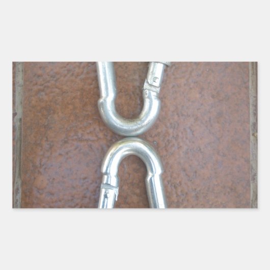 Eingeklemmt: Design der Stahlkarabiner-Verriegelun Rechteckiger Aufkleber (Vorderseite)