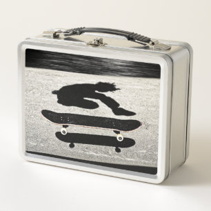 eingeklemmtes Skateboard Metall Lunch Box