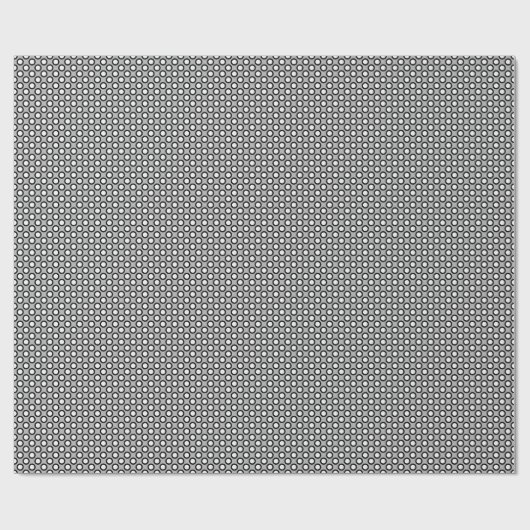 Eingekreiste Tupfen, Grau, Schwarzweiss Geschenkpapier (Flach)