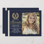 Eingeladene Abschluss des Fotos (Marine) Einladung (Vorne/Hinten)