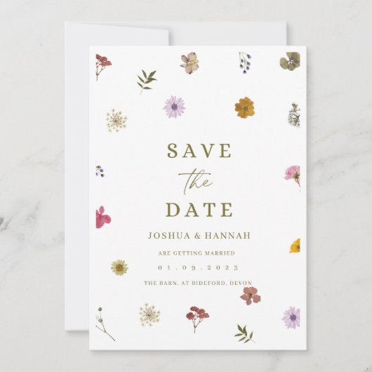 Eingeladene Blumen zur Speicherung der Terminvoran Save The Date (Vorderseite)