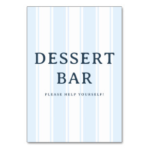 Eingeladene Dessertbar mit blauen Streifen - Schil Tischnummer