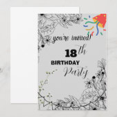 eingeladene Geburtstagsparty Einladung (Vorne/Hinten)