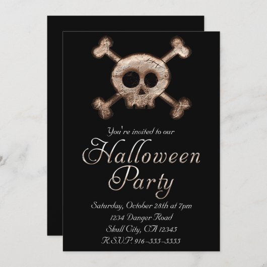 Eingeladene HALLOWEEN-PARTY an beschädigten Schäde Einladung (Vorne/Hinten)