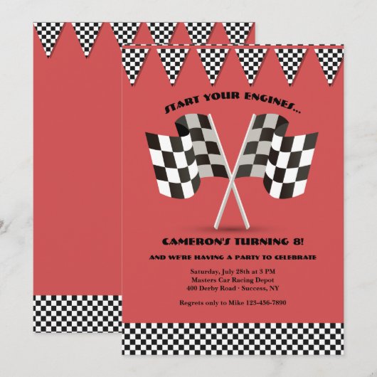 Eingeladene kontrollierte Flaggen Einladung (Vorne/Hinten)