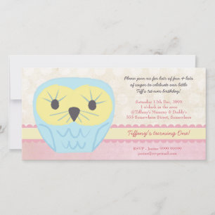Eingeladene Shabby Chic Eule zum 1. Geburtstag