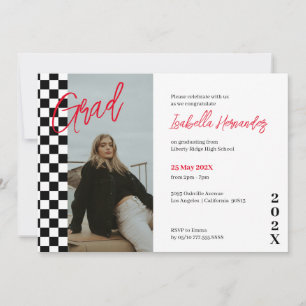 Eingeladener schwarzer und roter Abschluss Einladung